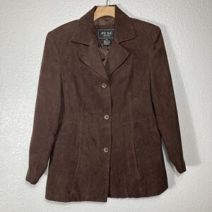 FUDA New York Brown Faux Suede Jacket Blazer Women's Medium Chocolate Academia